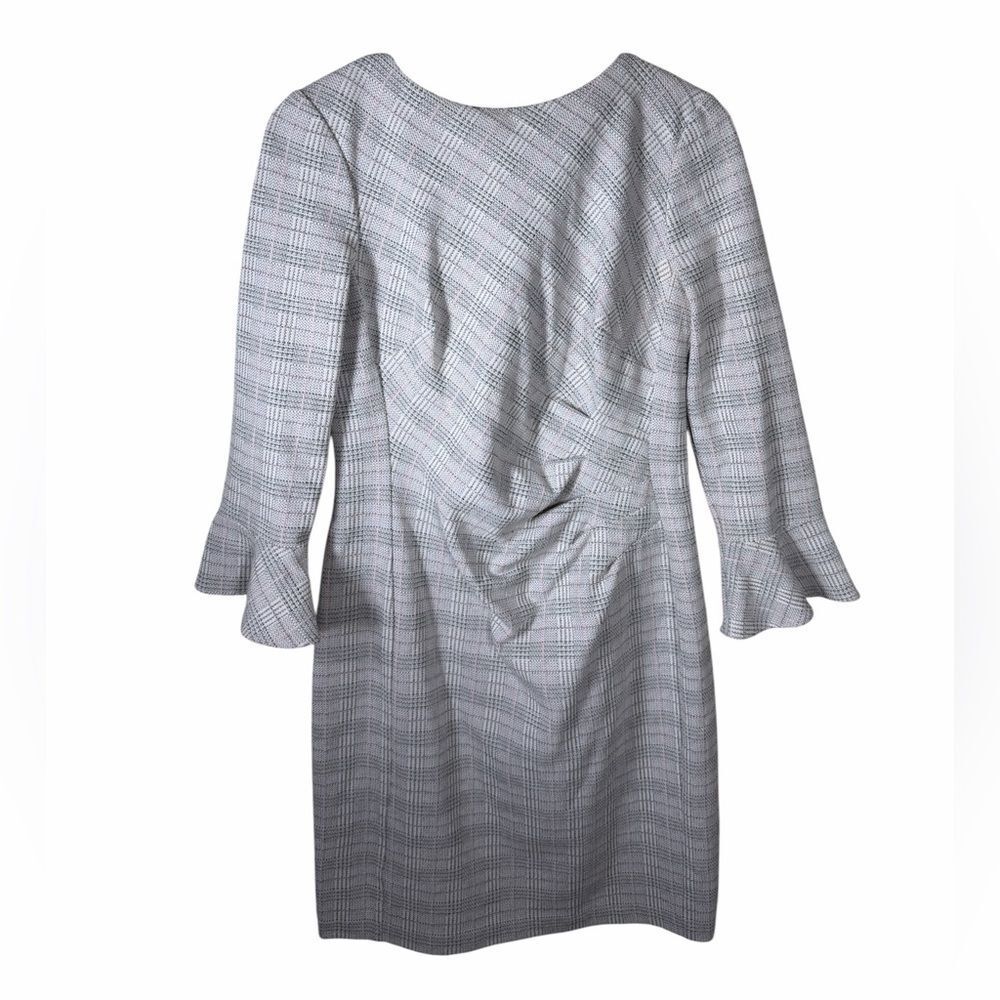 Ralph Lauren Gray Plaid Sheath Dress with Flared Sleeves